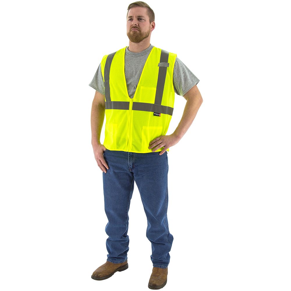 Majestic 75-3201-75-3202 Class 2 Hi Vis Mesh Safety Vest