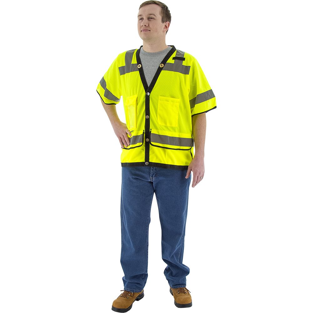 Majestic 75-3307-75-3308 Class 3 Hi Vis Trim Mesh Safety Vest