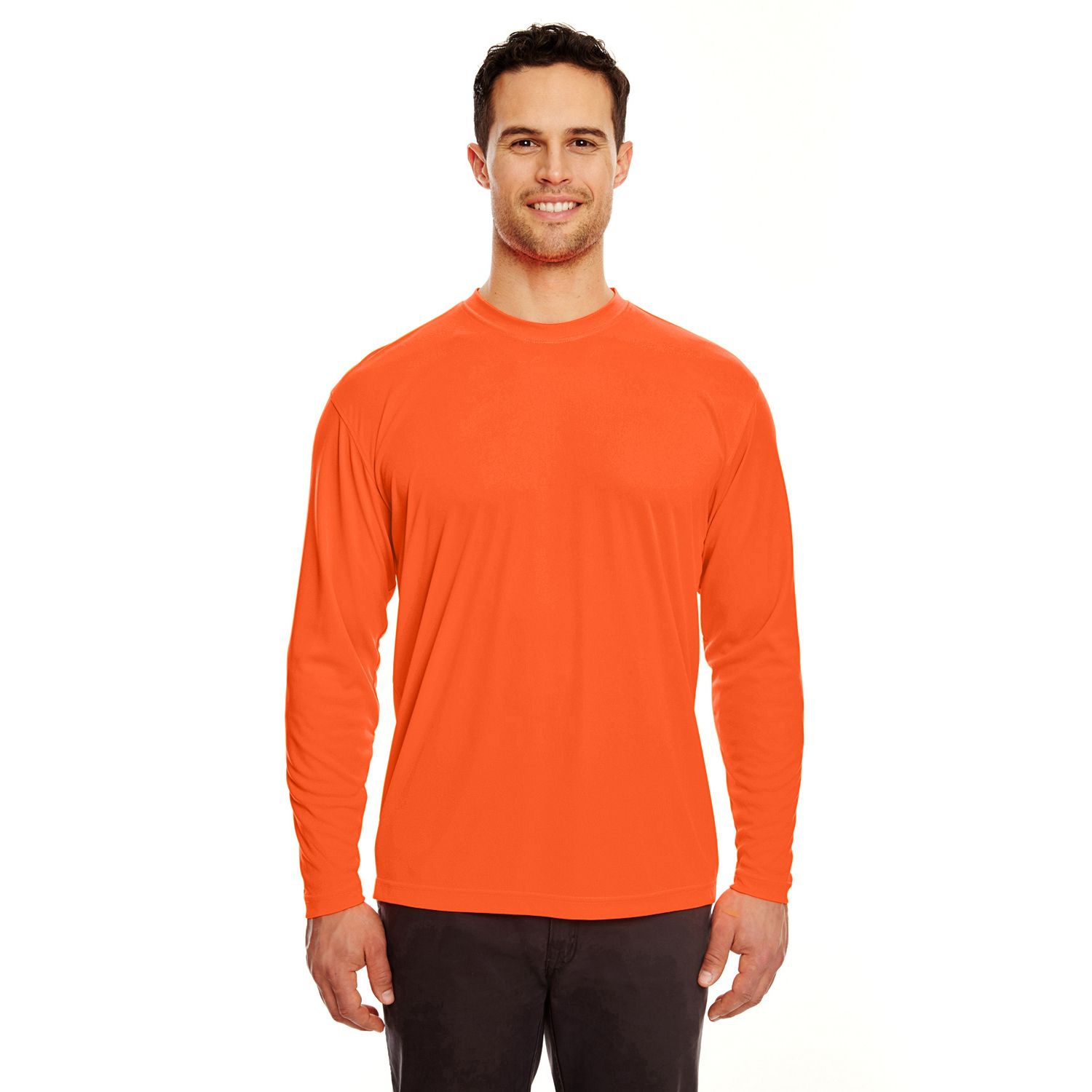 UltraClub 8422 Bright Orange Long Sleeve T-Shirt – Ultimate High Visibility & Performance Workwear