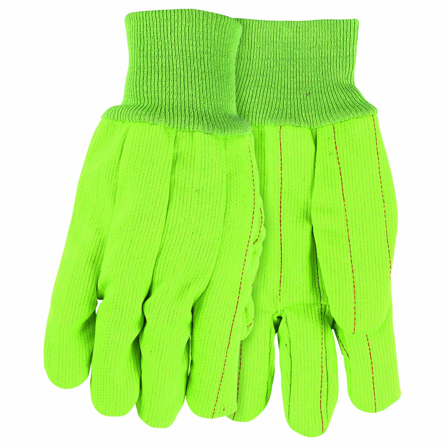 Hi Vis Green Double Palm Cotton Canvas Gloves