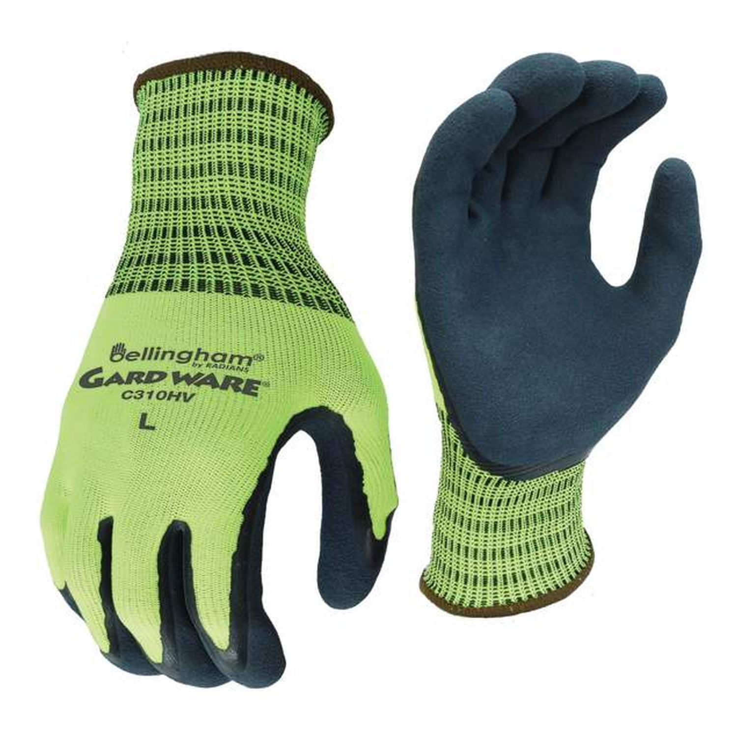 BellinghamGard Ware C310 Hi-Viz Green Latex Coated Gloves