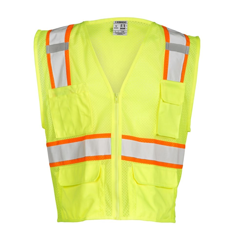 Kishigo 1195-1196 Class 2 Hi Vis Mesh Safety Vest