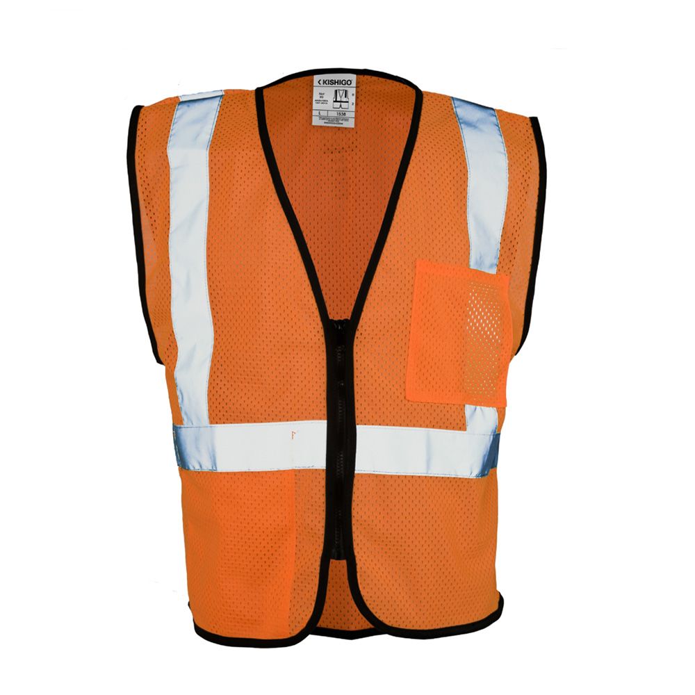 Kishigo 1537-1538 Class 2 Hi Vis Mesh Safety Vest 5 Pack