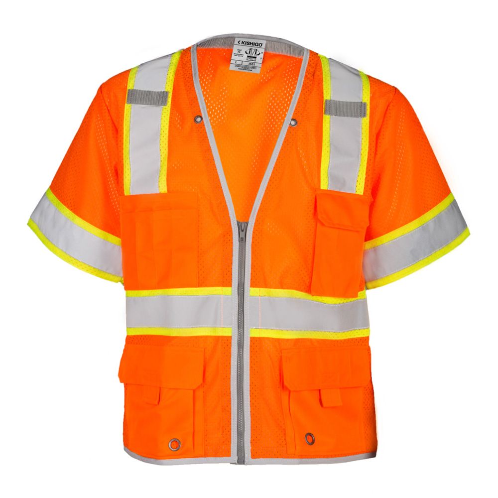 Kishigo 1550-1551 Class 3 Hi Vis Mesh Safety Vest