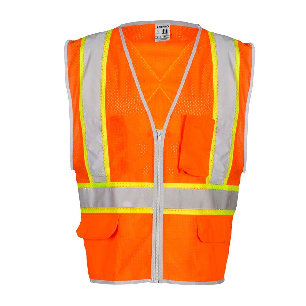 Kishigo 1576-1577 Class 2 Hi Vis Mesh X-Back Safety Vest