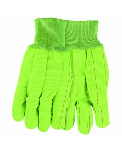 Hi Vis Green Double Palm Cotton Canvas Gloves 183GN – Durable Work Gloves (Dozen Pack)