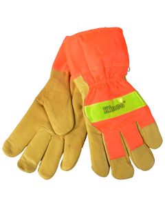 Kinco 1938 Reflective Leather Palm Gloves with Reflective Accents and Safety Cuff