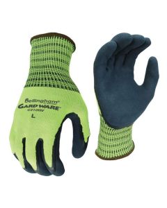 BellinghamGard Ware C310 Hi-Viz Green Latex Coated Gloves – Green Latex Coating with White Knit Liner