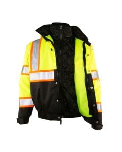 Kishigo JS119-JS120 Class 3 Hi Vis Convertible Bomber Jacket